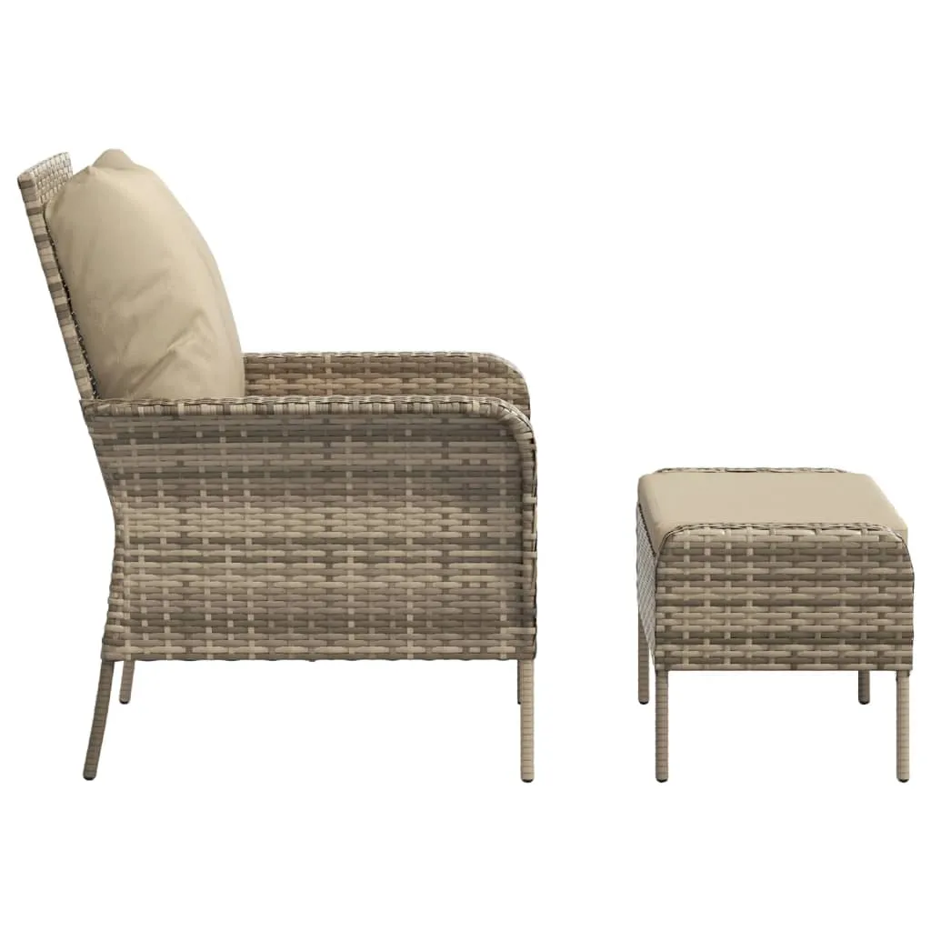 Patio Chair Patio Furniture Seating Lawn Chair with Stool Poly Rattan