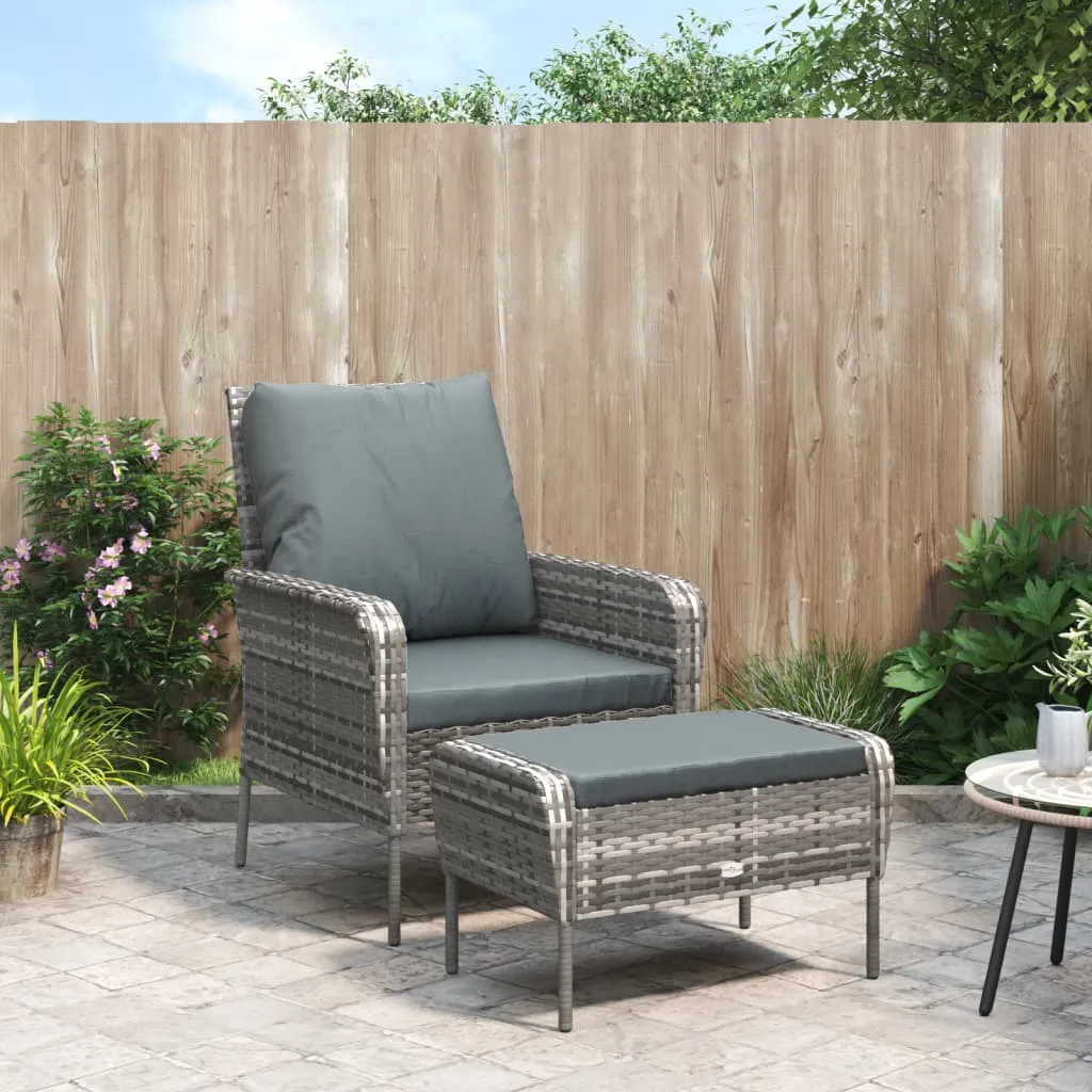 Patio Chair Patio Furniture Seating Lawn Chair with Stool Poly Rattan