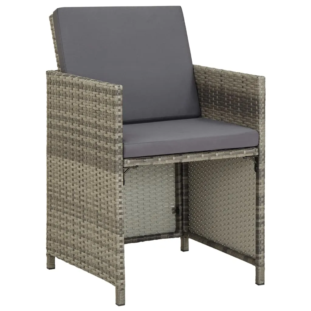 Patio Chairs 2 Pcs for Garden with Cushions and Pillows Poly Rattan