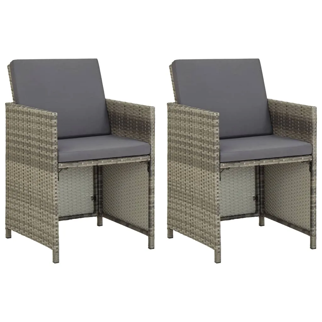 Patio Chairs 2 Pcs for Garden with Cushions and Pillows Poly Rattan