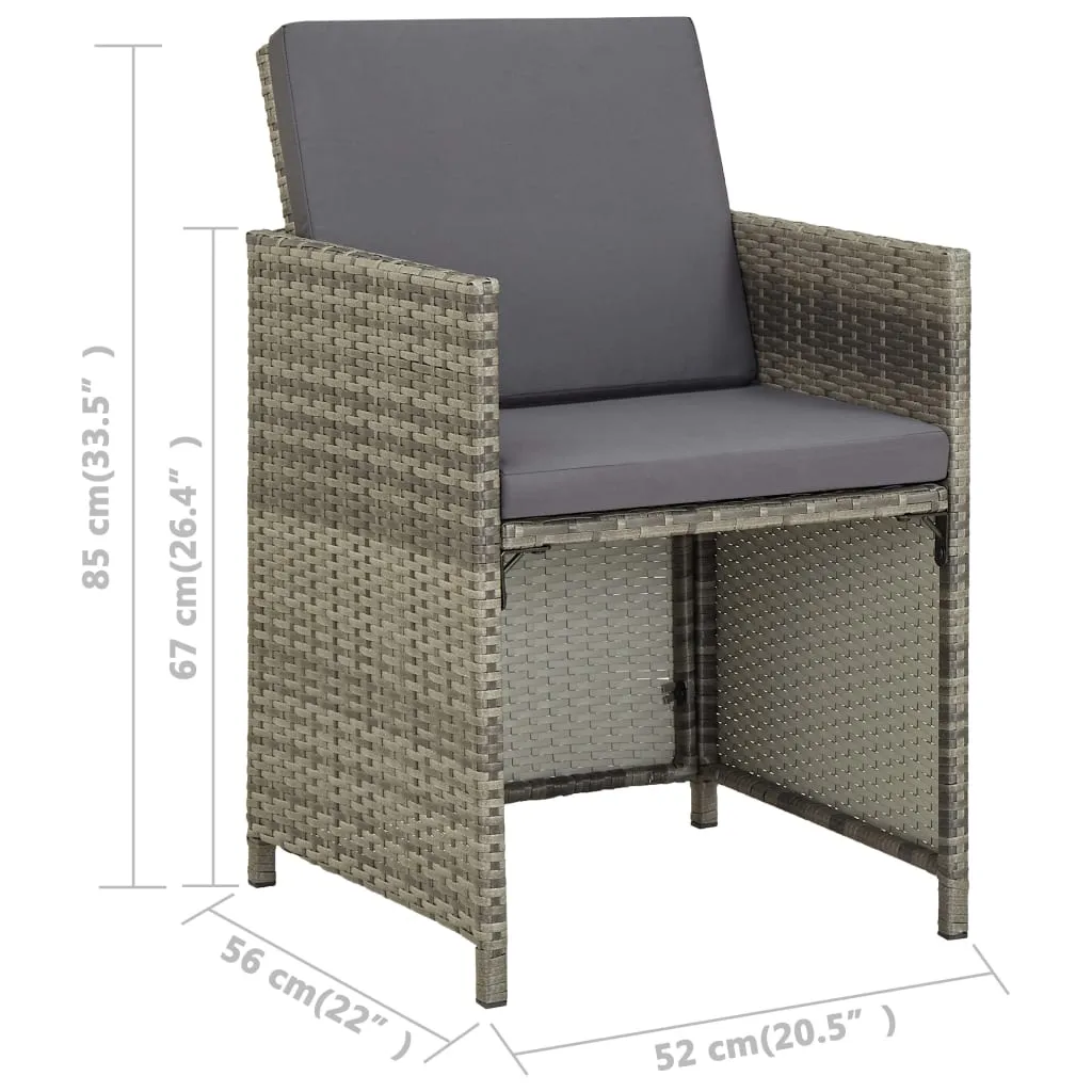 Patio Chairs 2 Pcs for Garden with Cushions and Pillows Poly Rattan