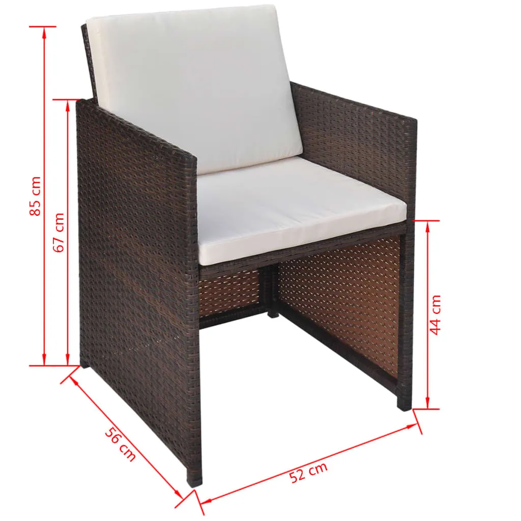 Patio Chairs 2 Pcs for Garden with Cushions and Pillows Poly Rattan