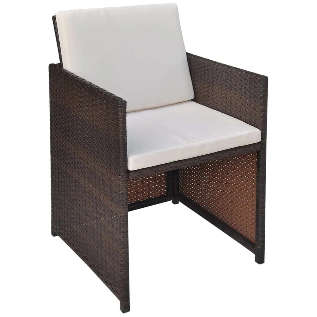 Patio Chairs 2 Pcs for Garden with Cushions and Pillows Poly Rattan