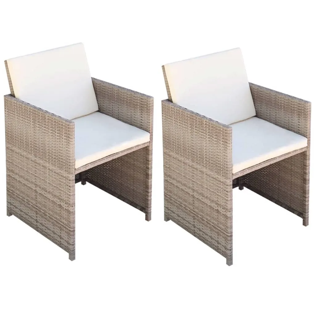 Patio Chairs 2 Pcs for Garden with Cushions and Pillows Poly Rattan