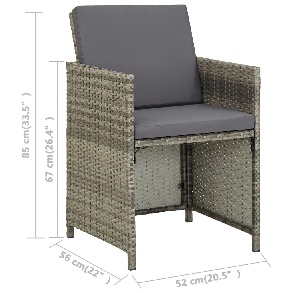 Patio Chairs 2 Pcs for Garden with Cushions and Pillows Poly Rattan
