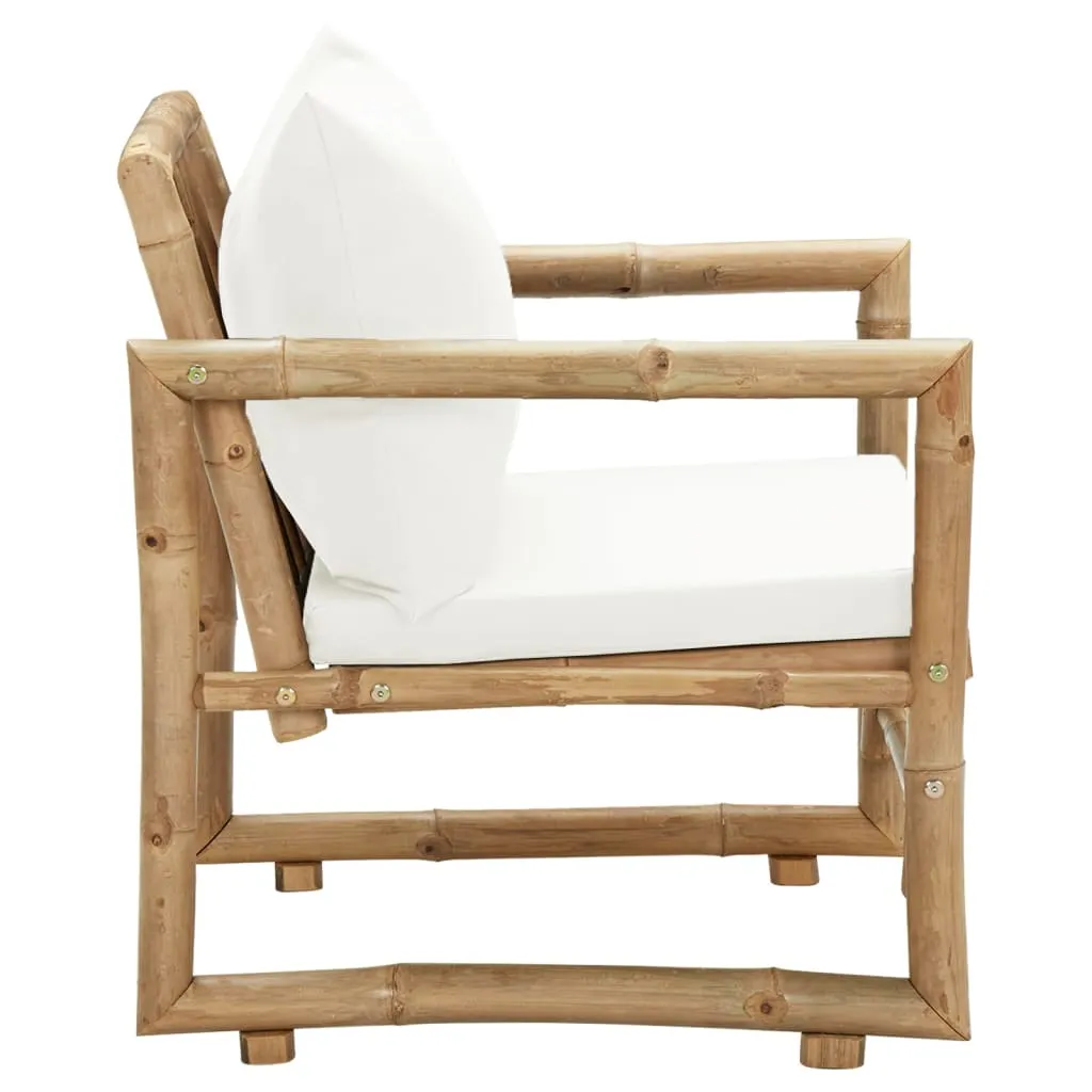 Patio Chairs 2 Pcs Outdoor Patio Dining Chair with Cushions Bamboo