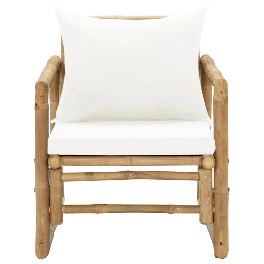 Patio Chairs 2 Pcs Outdoor Patio Dining Chair with Cushions Bamboo