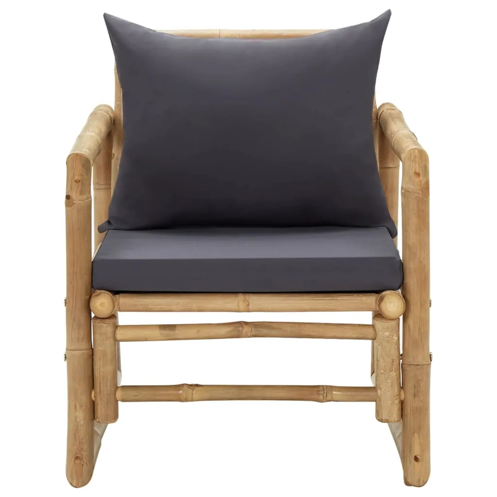 Patio Chairs 2 Pcs Outdoor Patio Dining Chair with Cushions Bamboo