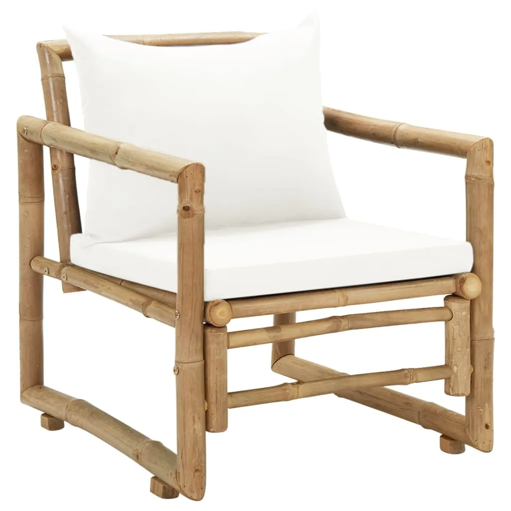 Patio Chairs 2 Pcs Outdoor Patio Dining Chair with Cushions Bamboo