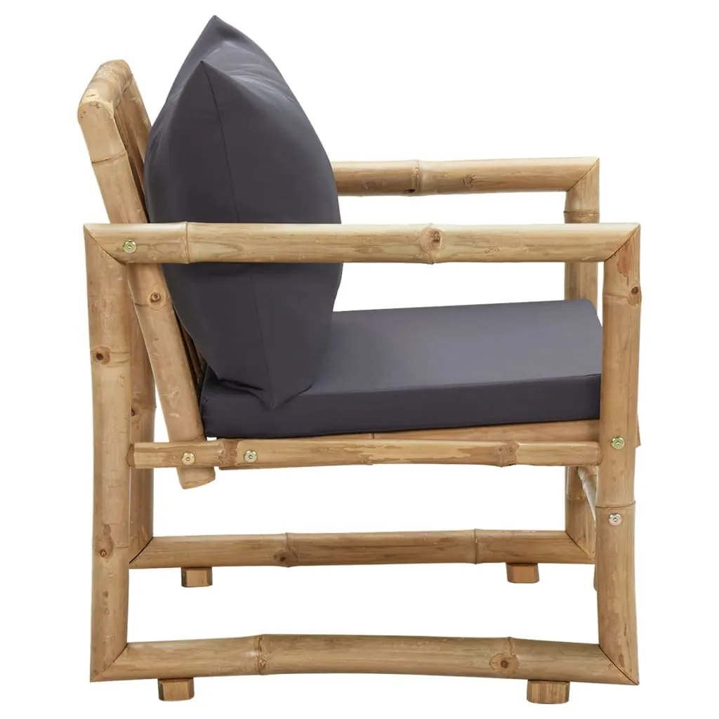 Patio Chairs 2 Pcs Outdoor Patio Dining Chair with Cushions Bamboo
