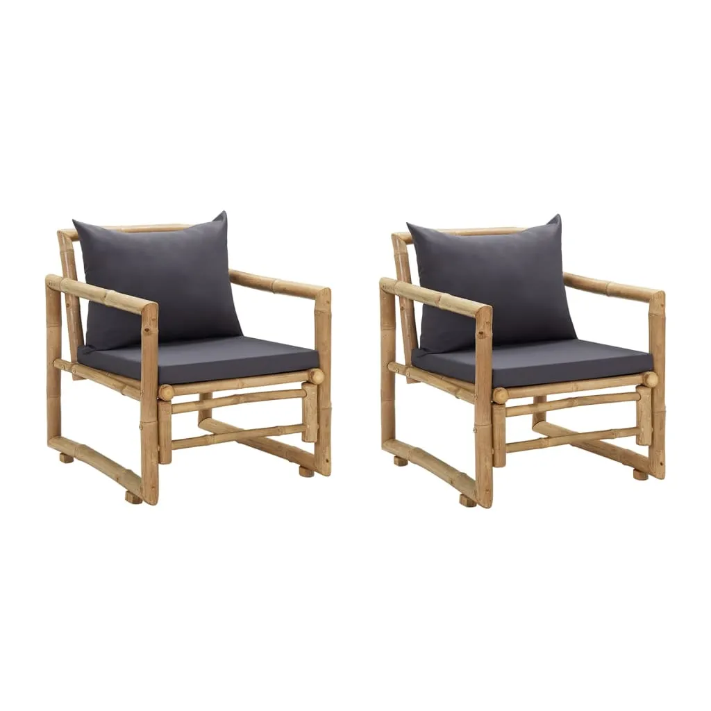 Patio Chairs 2 Pcs Outdoor Patio Dining Chair with Cushions Bamboo