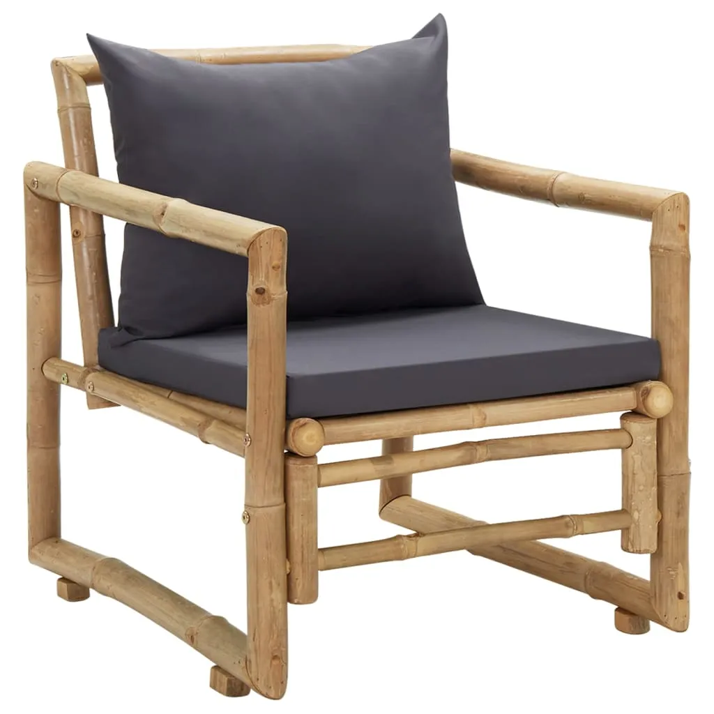 Patio Chairs 2 Pcs Outdoor Patio Dining Chair with Cushions Bamboo