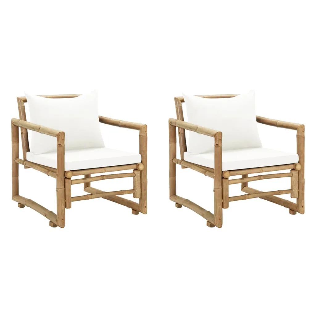 Patio Chairs 2 Pcs Outdoor Patio Dining Chair with Cushions Bamboo