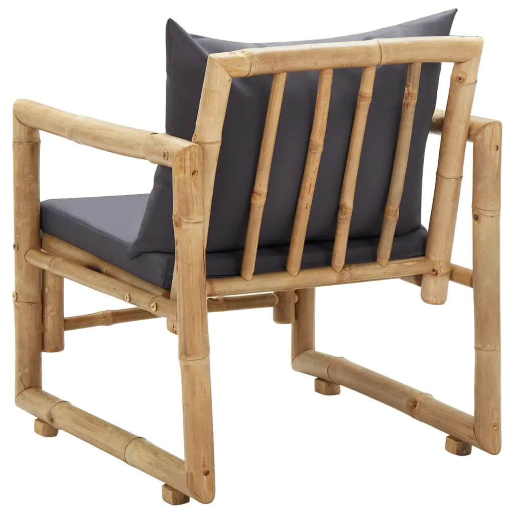Patio Chairs 2 Pcs Outdoor Patio Dining Chair with Cushions Bamboo