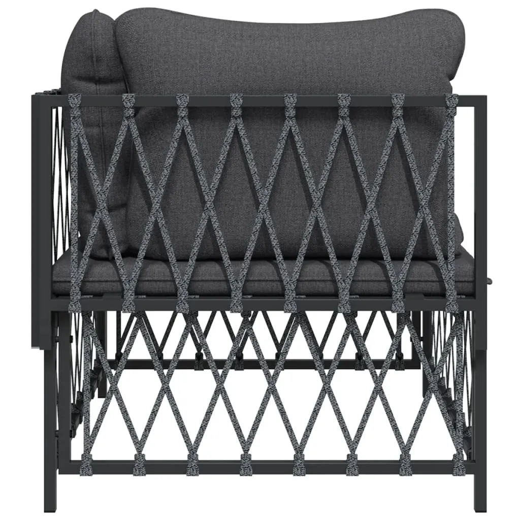 Patio Corner Sofa with Cushions Anthracite Woven Fabric