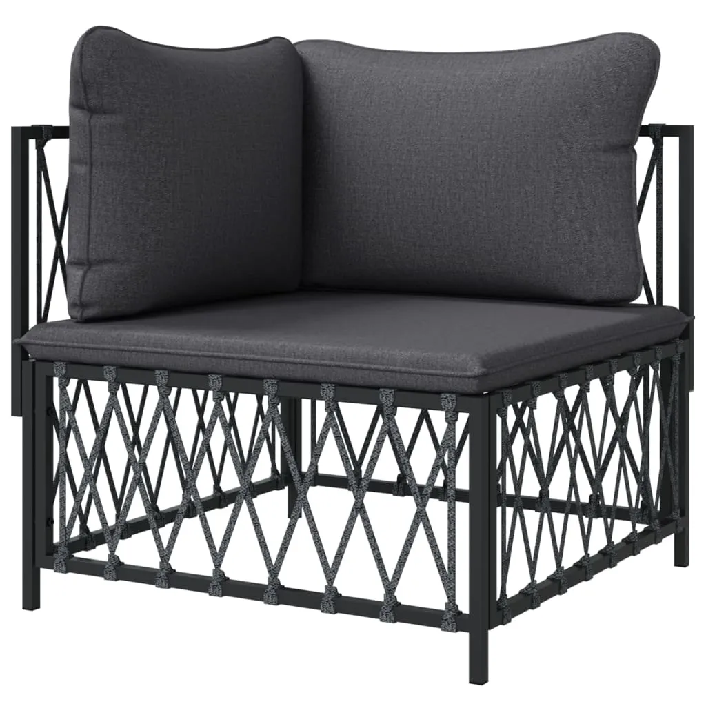 Patio Corner Sofa with Cushions Anthracite Woven Fabric