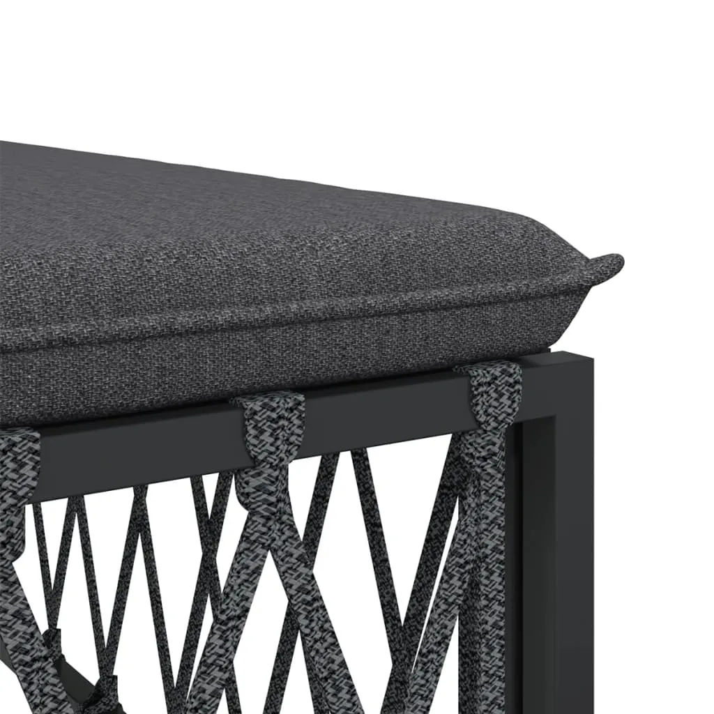 Patio Corner Sofa with Cushions Anthracite Woven Fabric