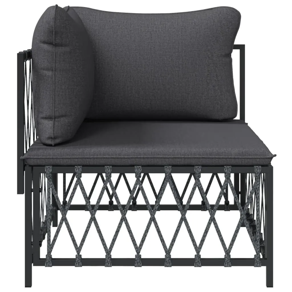 Patio Corner Sofa with Cushions Anthracite Woven Fabric