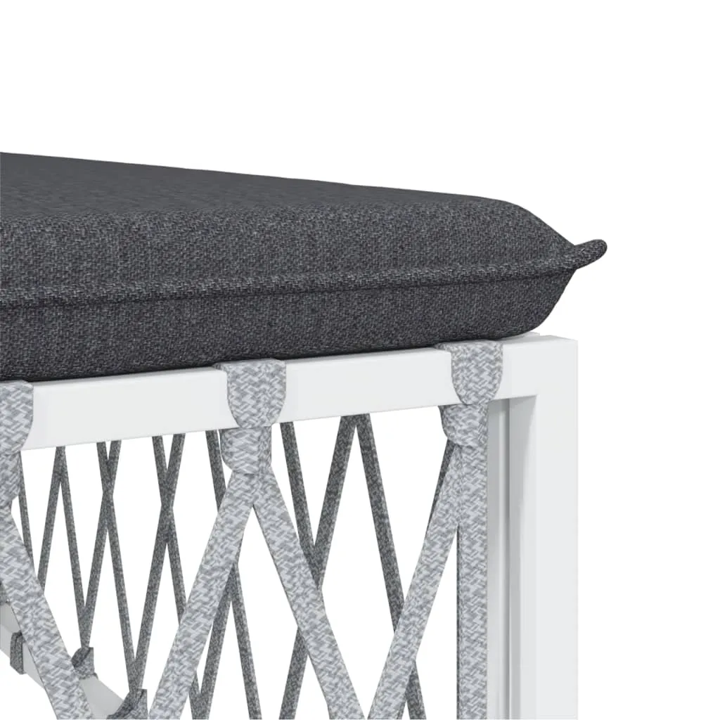 Patio Corner Sofa with Cushions White Woven Fabric