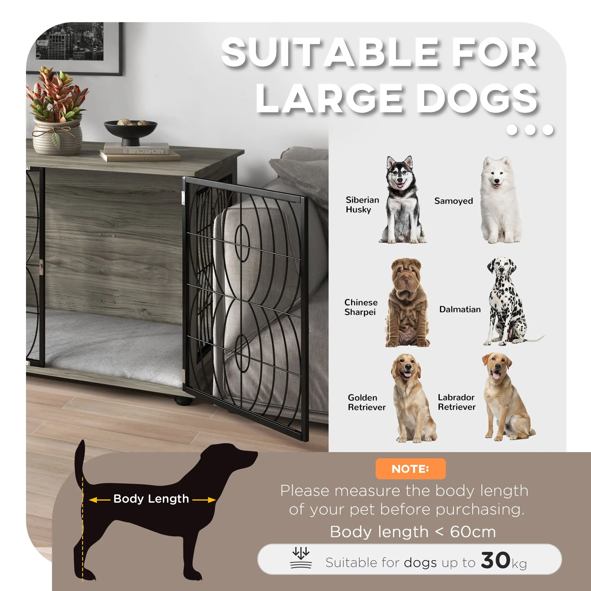 PawHut Dog Crate Furniture End Table w/ Cushion