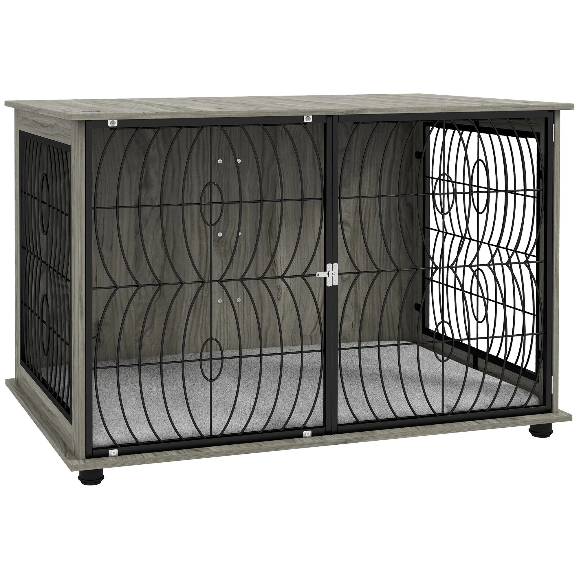 PawHut Dog Crate Furniture End Table w/ Cushion