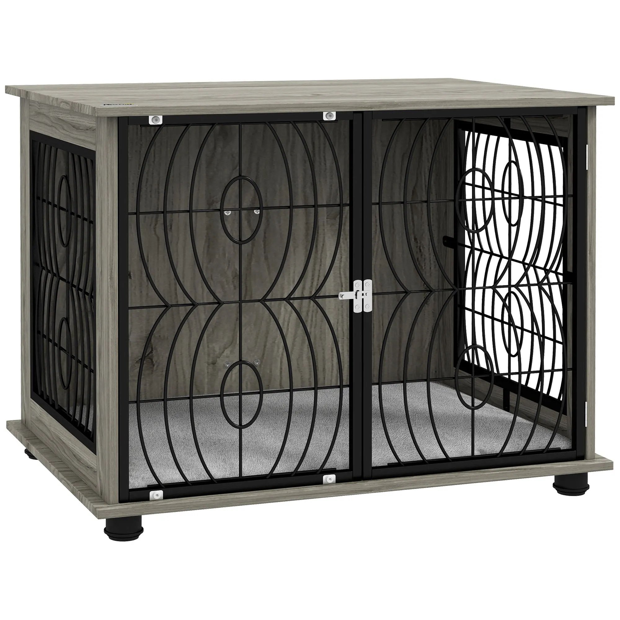 PawHut Dog Crate Furniture End Table w/ Cushion