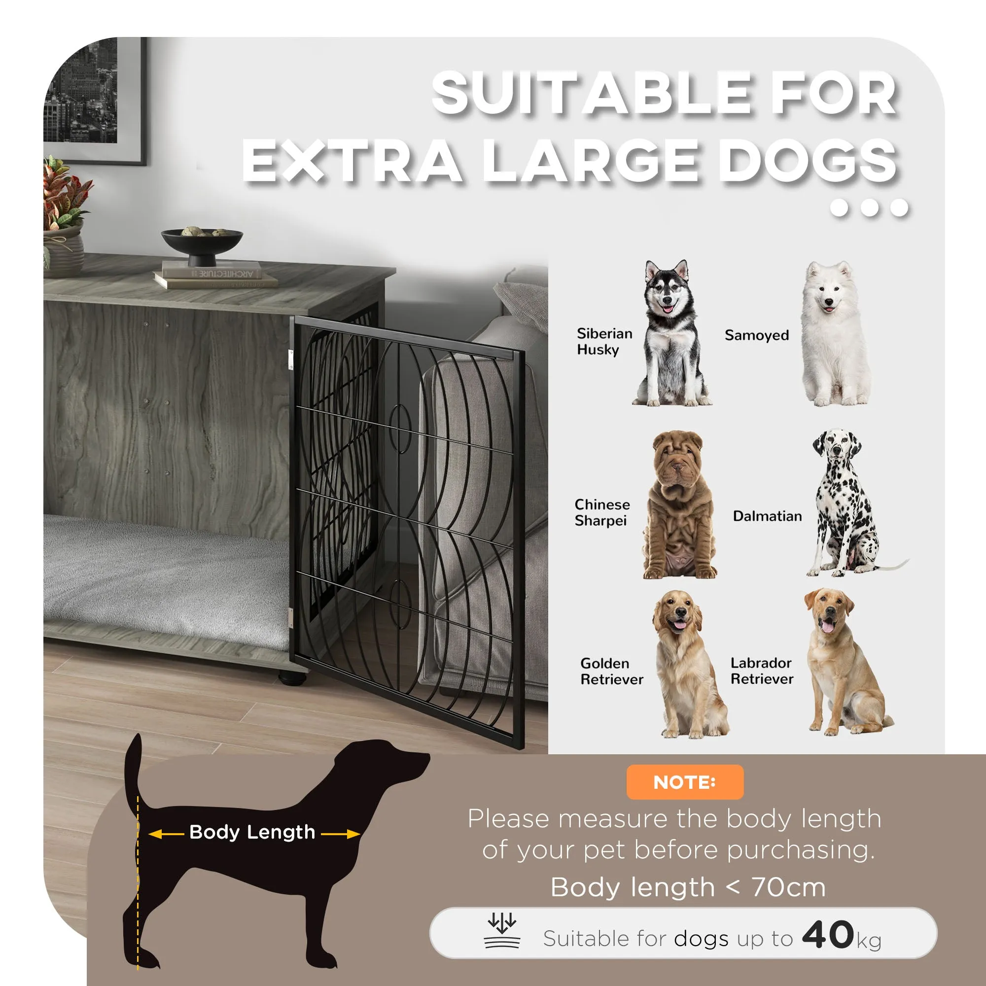 PawHut Dog Crate Furniture End Table w/ Cushion
