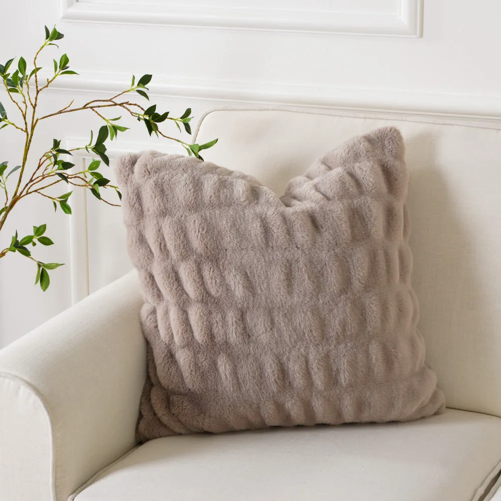 Ruched Faux Fur Cushion