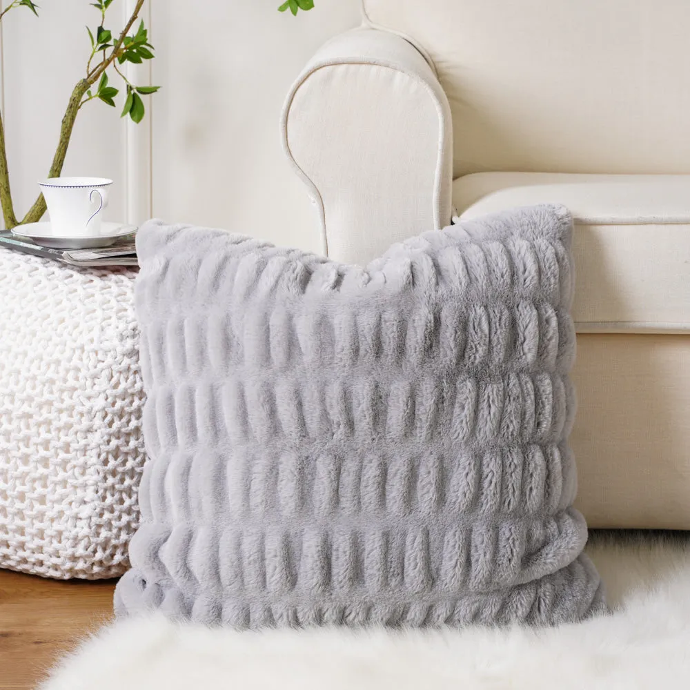Ruched Faux Fur Cushion