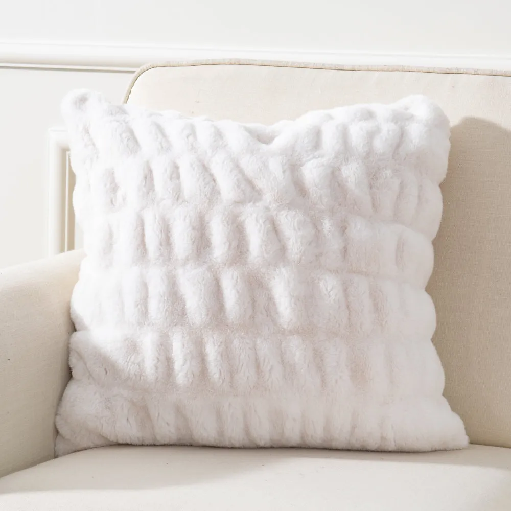 Ruched Faux Fur Cushion