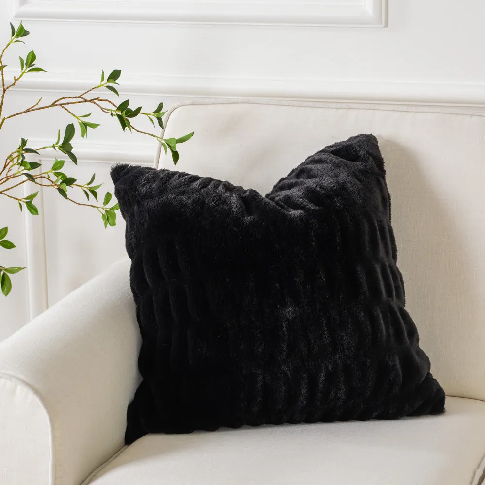 Ruched Faux Fur Cushion