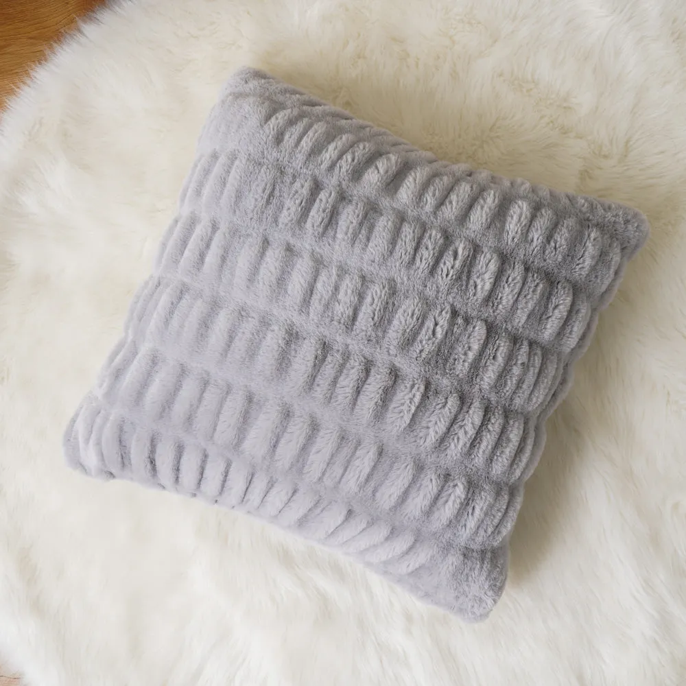 Ruched Faux Fur Cushion