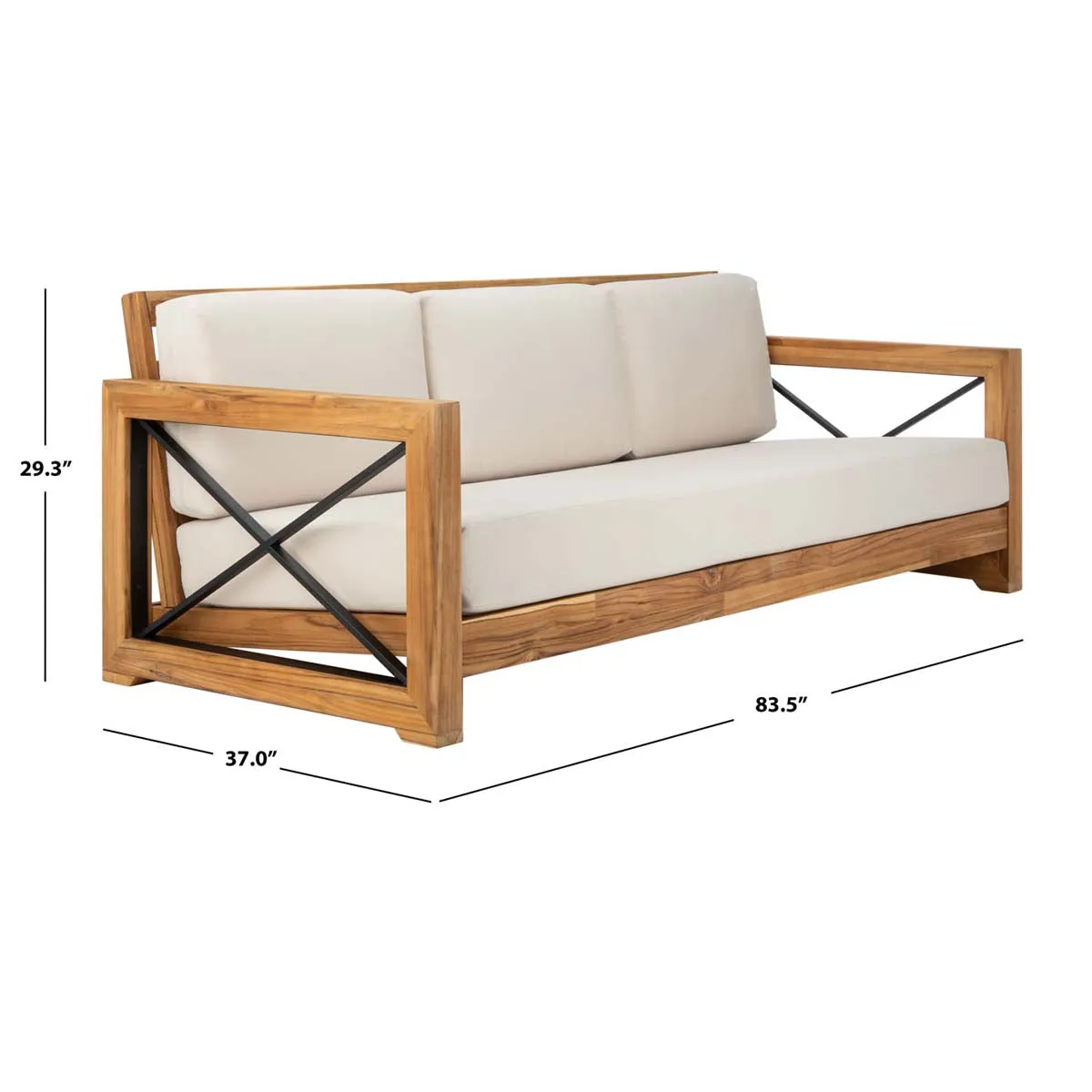 Safavieh Couture Curacao Outdoor Teak 3 - Seat Sofa, CPT1010