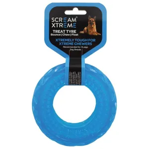 Scream Xtreme Treat Tyre Extra Large Blue Dog Toy^^^