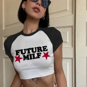 Trendy Y2K Aesthetic Floral Crop Top - Sexy Gothic Short Sleeve Tee for Women, Perfect Harajuku Summer Party Wear