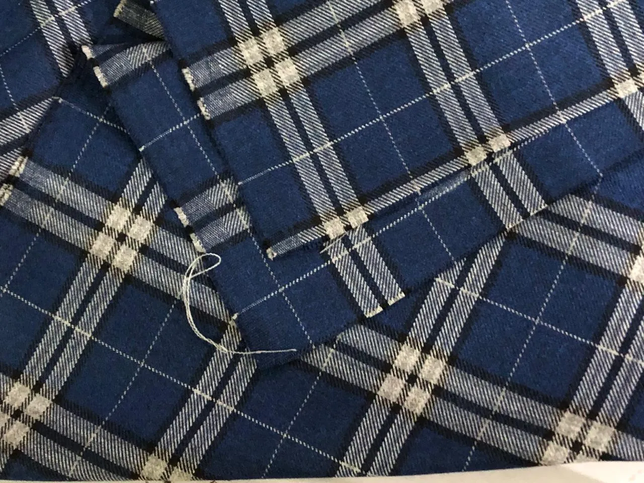 TWEED FANCY Suiting Fabric BLUE AND WHITE BLAIZER  plaids   [16595]