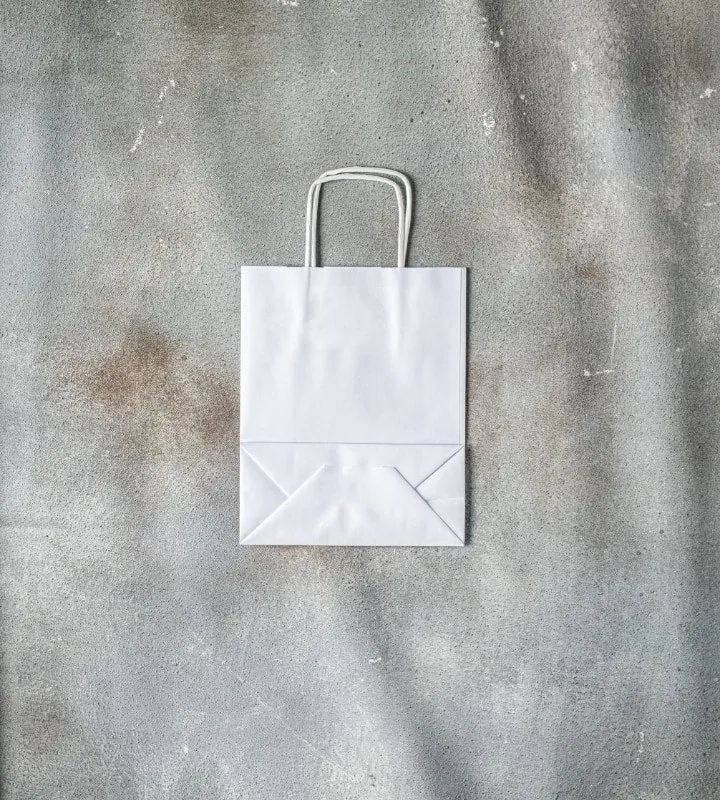 Twisted Handle Kraft Paper Bag - White 180x80x225mm