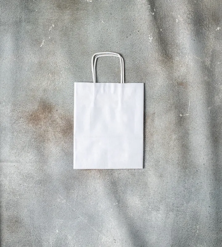 Twisted Handle Kraft Paper Bag - White 180x80x225mm