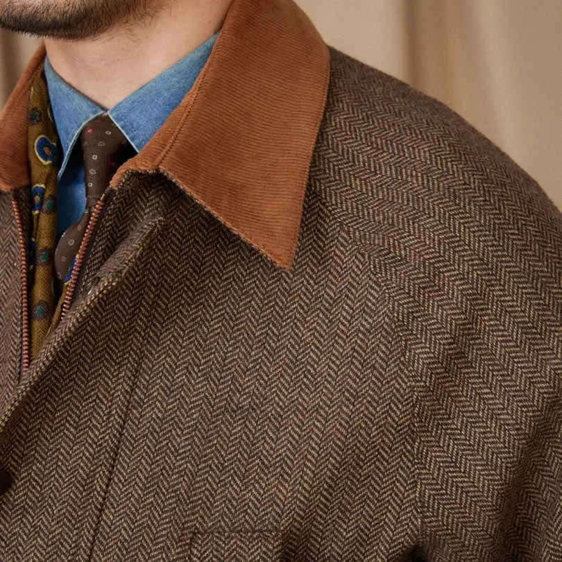 Woolen Safari Jacket All-Matching Stitching Warm Retro Coat