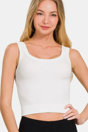 Zenana Ribbed Round Neck Cropped Tank top